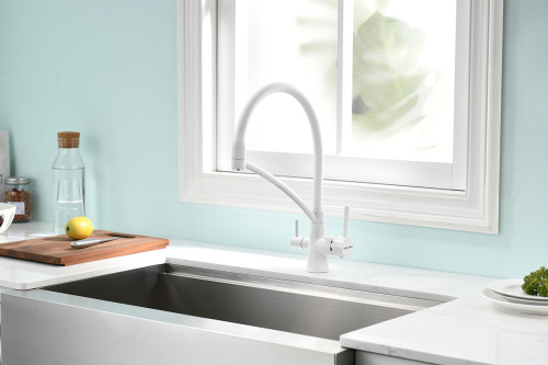 Смеситель для кухни Paulmark SIEGEN Si213111-WH на мойку белый - фото 2